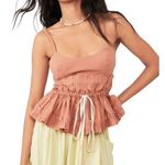 Free People Luna Sleeveless Pleated Corset Top MEDIUM in Iced Chai Photo 0