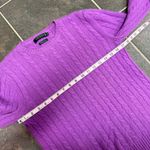 Ralph Lauren Lauren  Crew Neck Sweater Cable Knit 100% Cashmere Purple Medium M Photo 9