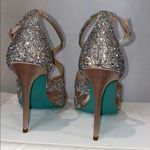 Betsey Johnson  Rhinestone Champagne Satin Ankle Strap Stiletto Heel 10 nwot Photo 5