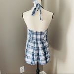 American Eagle  Plaid Print Romper Blue Sz Small Photo 3