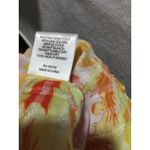 Floral Print Blouse Yellow Orange White Tie Neck Short Sleeve Top size L Size L Photo 5