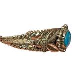 Vintage ART Arthur Pepper Silvertone Art Nouveau Turquoise Cuff Bracelet Silver Photo 5