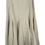 Loft Ann Taylor  Linen A-Line Midi Skirt Beige / Oatmeal Zip Size 10 Flared Hem Photo 0
