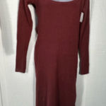 ASOS  Knit Maroon Square Neckline Long Sleeve Sweater Dress Size 6 NWOT Photo 0