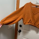 Urban Outfitters 489  Out From Under Deep V-Neck Orange Crop Sweatshirt Small Photo 3