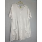 Loveu.Dear Medium White Shirt Dress‎ Coverup Button Pocket Oversized Photo 9