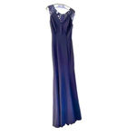 Miss Kim navy blue mermaid sequin gown with lace halter back sleeveless S NEW Photo 1