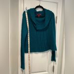 Jones Wear  Size L Teal Funnelneck Long Sleeve Lightweight Cable Knit Sweater Photo 8