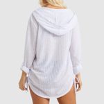 Billabong  Sheer White Swim Coverup w/ Hood Size Small Roll Tab Sleeves Ruching Photo 12