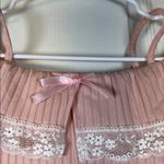 Romwe  Pink Kawaii Contrast Lace Cold Shoulder Ribbed Blouse Size Large NWT #5943 Photo 3