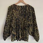 Denim & Supply Ralph Lauren Leopard Print Boho Peasant Top India Cotton M Green Size M Photo 5