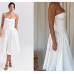 House Of CB  'Georgiana' White Cotton Strapless‎ Midi Sundress/Size XS Photo 2