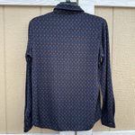 Ann Taylor Vintage  Navy Blue Polyester Spandex Button Collar Shirt Size Medium Photo 1