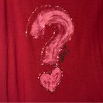 Desigual  Cabernet‎ Red Sleeveless Top Tee Sequins Question Mark Why? Size Large Photo 3