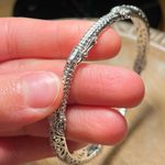 Sterling Silver Sarda Artisan  Cut Out Filigree Scroll Hinged Bangle Photo 13