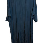 Haight Deep Teal Short Sleeve Long Line Open Front Duster Cardugan Blue Photo 0