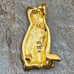 Vintage Unsigned Rhinestones Cat Brooch with Green Eyes Photo 9