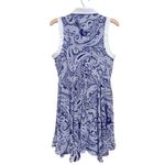 Trina Turk ALLYSON PAISLEY SILK SLEEVELESS BLUE WHITE COLLARED SHIRT DRESS 10 Photo 3