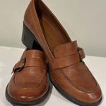 Predictions  Tan Leather Loafers Buckle Belt And Almond Toe With Block Heel Sz 6. Photo 0