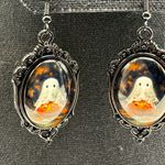 Halloween Picture frame Pumpkin pierce Earrings Black Photo 2