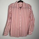 Xirena Striped Button Down Shirt Pink Gold Metallic Size Sm Boho Coastal Preppy Photo 0