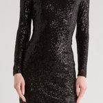Nanette Lepore Black Sequin Long Sleeve Cocktail Dress Photo 0