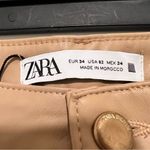 ZARA Beige Faux Leather Pants Straight Leg Midrise Size 2 NWT Photo 3