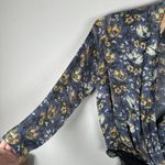 Free People Intimately Blue Floral Lace Plunging Wrap Elsa Bodysuit Size Small Photo 2