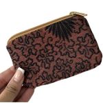 Unbranded One Of A Kind Handmade Leaves Pattern Mini Zipper Card ID Holder Pouch Photo 0