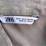 ZARA  Satin Effect Crop Shirt Women's Beige  Button-Up Top Blouse Sz Small Photo 5