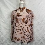 Chelsea28 ‎ Floral Long Sleeve Mock Neck Sheer Blouse Size M Photo 2