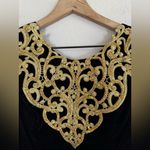 Vintage 90’s Jessica McClintock Gunne Sax Red Velvet Gold Lace Neck Dress 3/4 Size undefined Photo 7