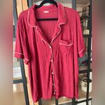 Eberjay Eberjey Gisele pajama sangria top short sleeve modal shirt ivory piping pocket Photo 2