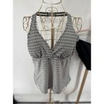 Speedo  Women's Black White Print 2 Piece Tankini Halter Size 14 Swimsuit Photo 4