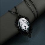 Gothic Crow Forest Cameo Pendant Necklace A Stylish Rope‎ Necklace Black Photo 2