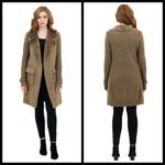 Love Token ππ Faux Fur Wide Collar Knit Trench Jacket Coat ~ Taupe Brown Photo 7