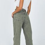 Princess Polly Holly Green Denim Asymmetric Button Fly Straight Leg Jeans 10 Photo 4