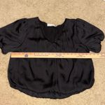 ASTR ‎ the Label Blouse Pleated V-Neck Puff Sleeve bubble hem Black Size L Photo 8