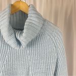 Ellos Large Wool Blend Ribbed Longline Chunky Cowl Neck Sweater Baby Blue Photo 6