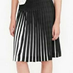 J.Crew  Black White A-Line Pleated Skirt Size 6 Photo 0