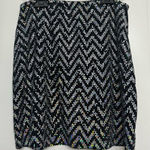 Just Polly Sequin Mini Skirt Black Silver Chevron Sz S Photo 0