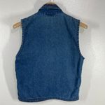 Dress Barn Denim Vest Embroidered Floral Cotton Sleeveless Top Blue Size Small Photo 1