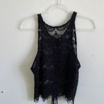 Indah  Kera Lace Up Back Cropped Lace Tank in Black Size Medium Photo 1