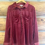 Umgee  Crushed Velvet Button Down Photo 2