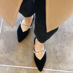 Birdies The Swan Slides in Caviar Velvet Gem Bracelet Rhinestone Mules Sz 6 NWOT Photo 1