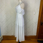 LIONESS  Cross Back Layered Folk Midaxi‎ Dress in White Boho Size US Small Photo 5