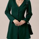 Rihoas The Green V Neck Button Shirt Mini Dress Photo 0