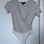 Lulu’s Striped Wrap Bodysuit White Photo 0