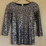 J.Crew Sequin Dark Gray Top Blouse XXS Oversized Preppy Glam Cocktail NYE Party Photo 0