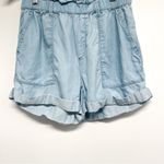 Aerie  Chambray Denim Jean Look Camp High Waisted Paper bag Shorts Small Photo 3